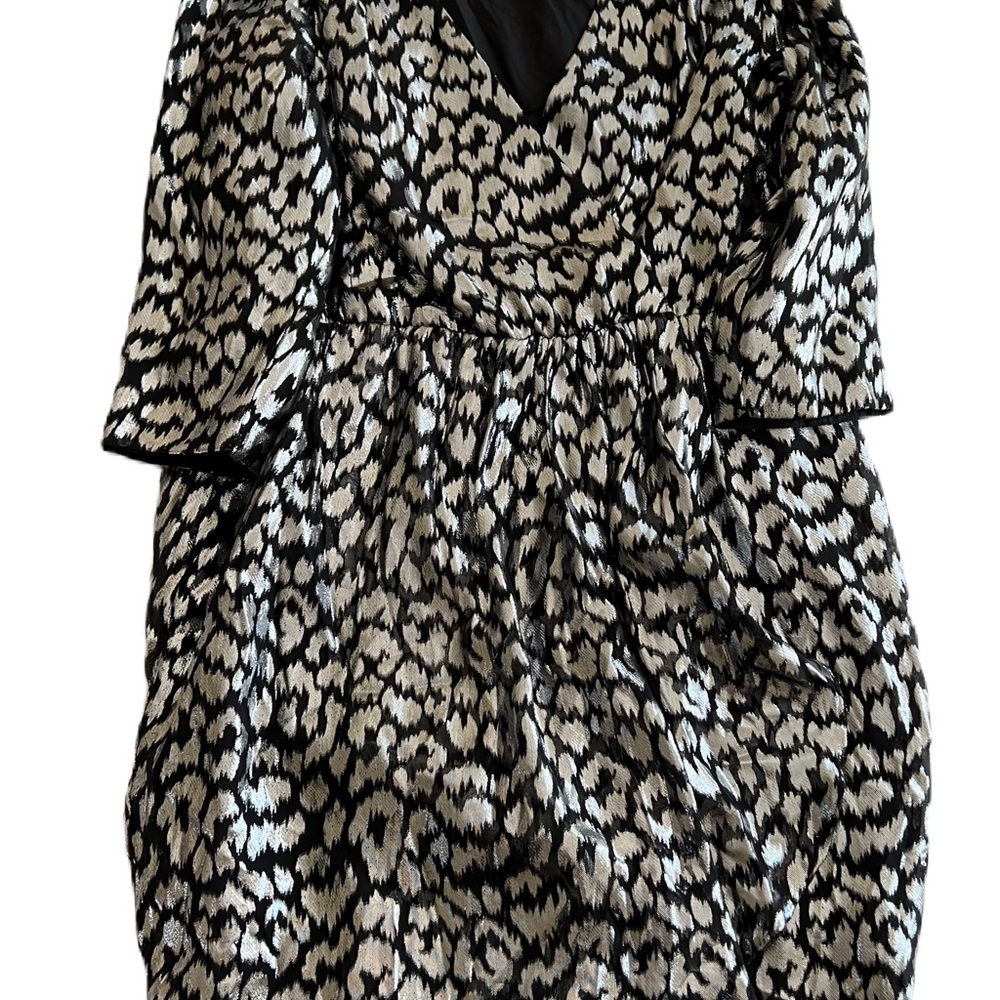 Trina Turk Black and Metallic Silver Animal Print Dress- Size 12
